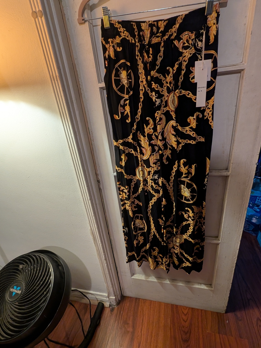 Indero Black & Gold Chain Print Palazzo Pants- Size M